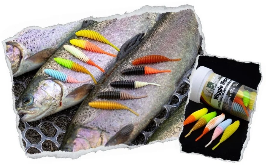 Wiggle Worm Allround Gummiwurm Forelle Mix Käse Aroma 5,5 cm 10 Stück - Unsere Wiggle Worms im Outdoor-Einsatz