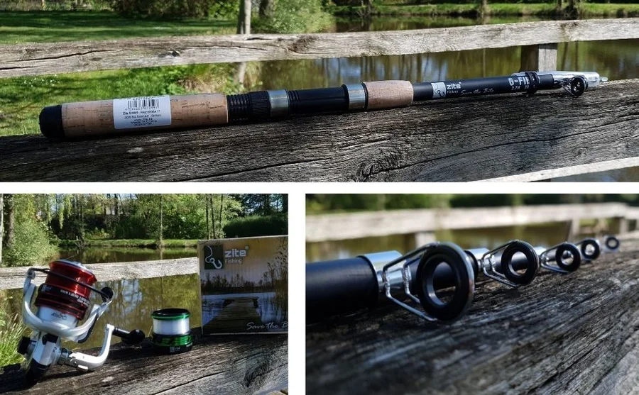 Aalangler Starterset mit Teleskoprute, Angelrolle, Vorfachhaken, Sicherheitswirbel & mehr - Unsere Angelrute und Angelrolle im Outdoor-Einsatz