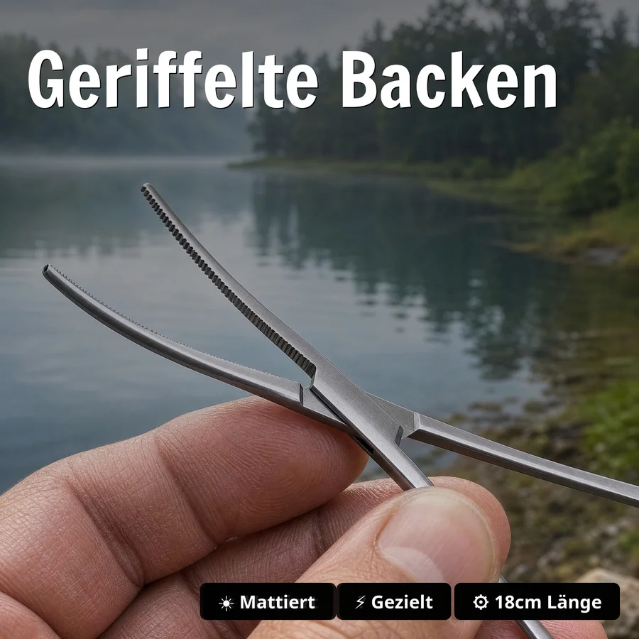 Zite Fishing Hakenlöser Zange Gebogen 18cm als Angelwerkzeug - Geriffelte Backen