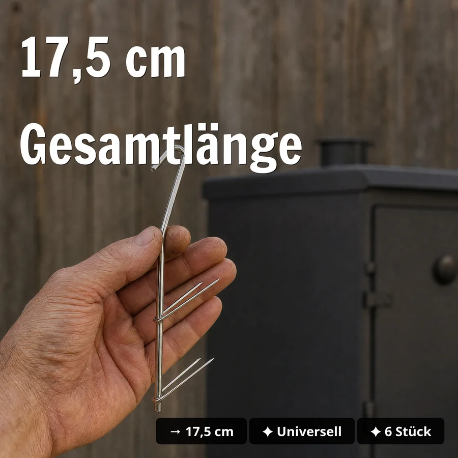 Zite Fishing V-Räucherhaken Set 6 Stück - 17,5 cm Gesamtlänge