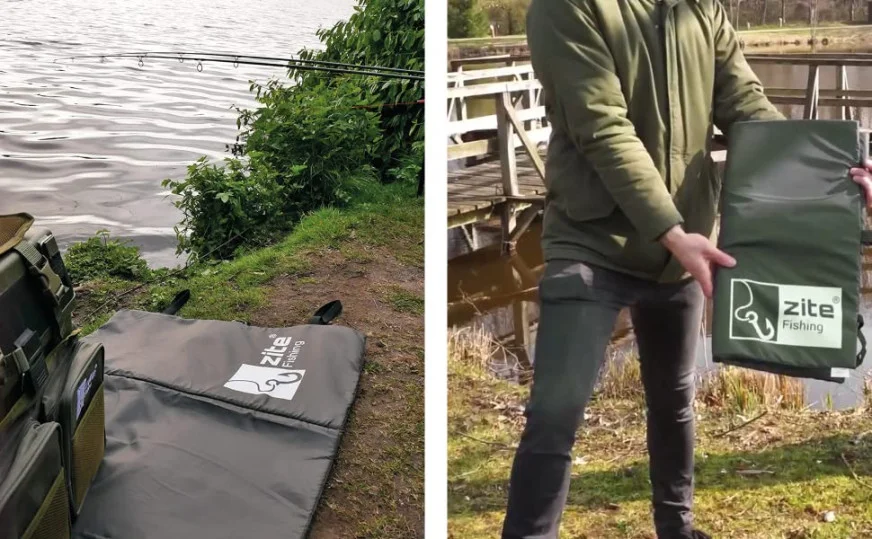 Zite Fishing Abhakmatte Karpfen Angeln Grün 100x60cm - Unsere Abhakmatte im Outdoor-Einsatz