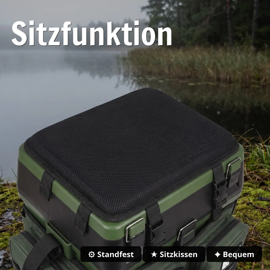 Multi Angel-Koffer-Rucksack & Sitz-Kiepe 3-in-1 – Angelrucksack Sitzkiepe Angelkoffer Zite Fishing - Sitzfunktion