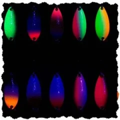 Zite Fishing Trout Spoon Forellenköder Set Beidseitig Farbig 12 Stück in Box - UV-aktive Farben