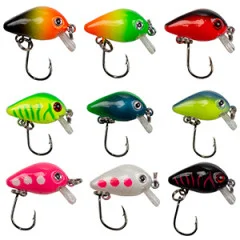 Zite Fishing Neon Mini-Wobbler Set 10 Stück UV-Aktiv in Köderbox - Wobbler-Set