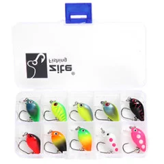 Zite Fishing Neon Mini-Wobbler Set 10 Stück UV-Aktiv in Köderbox - Optimale Kunststoffbox