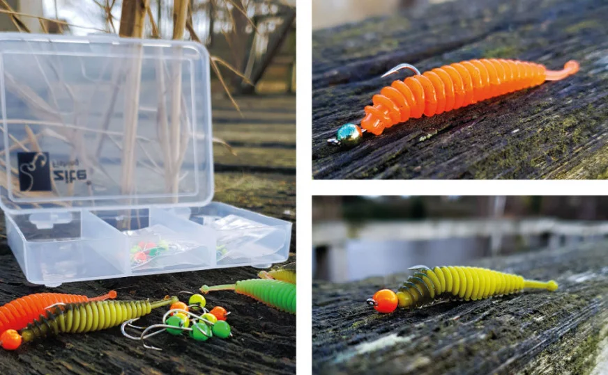 Forellenwürmer 5,5 cm 25 Stück mit 3 Tungstenhaken und 10 ml Knoblauch Aroma Zite Fishing - Unsere Gummiwürmer im Outdoor-Einsatz