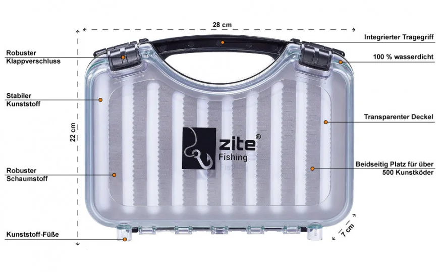 Zite Fishing Trout Spoon Box Groß & Wasserdicht 28x22x7cm - Detaillierte Übersicht
