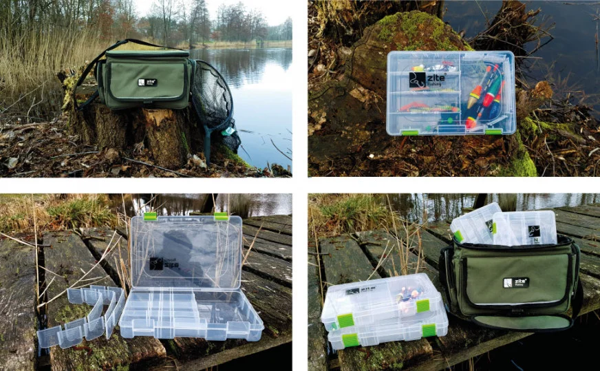 Zite Fishing Angeltasche mit Tragegurt und 4 Kunstköderboxen 35 x 22 x 20 - Unsere Angeltasche im Outdoor-Einsatz