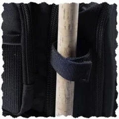 Angelrucksack mit 4 Boxen & Rückenpolster als Spinnfischer Rucksack Schwarz - Ruten- und Kescherhalter
