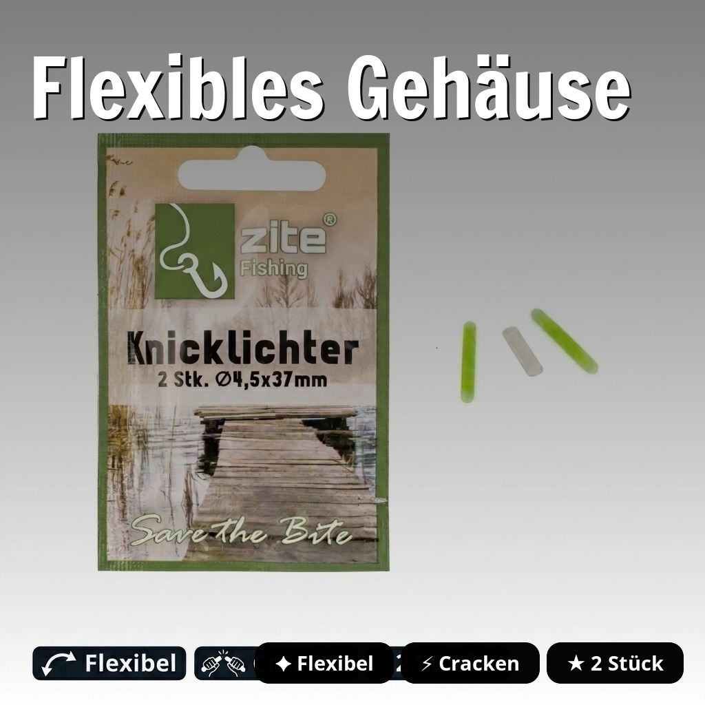 Knicklichter 2er Set – Gelb & Grün – Bis 12h Leuchtdauer – Nachtangeln Posen Bojen Zite Fishing - Flexibles Gehäuse