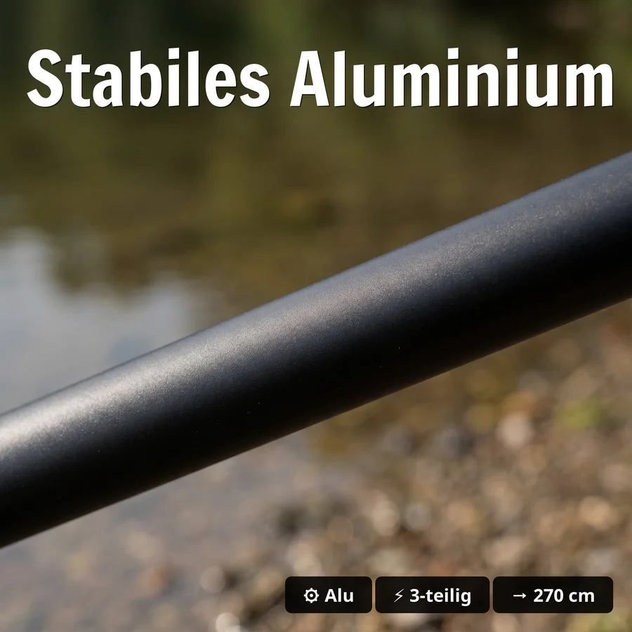 Kescher Gummiert Schwarz mit Easy-Teleskopfunktion 2,70m Zite Fishing - Stabiles Aluminium