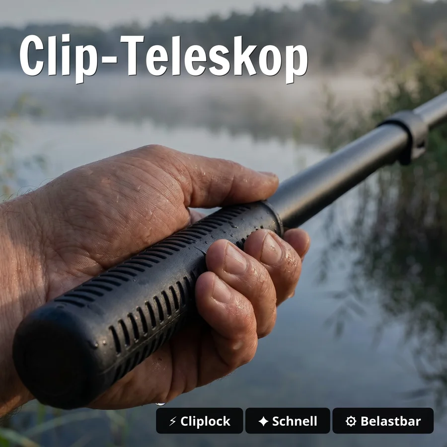 Kescher Gummiert Schwarz mit Easy-Teleskopfunktion 2,70m Zite Fishing - Clip-Teleskop