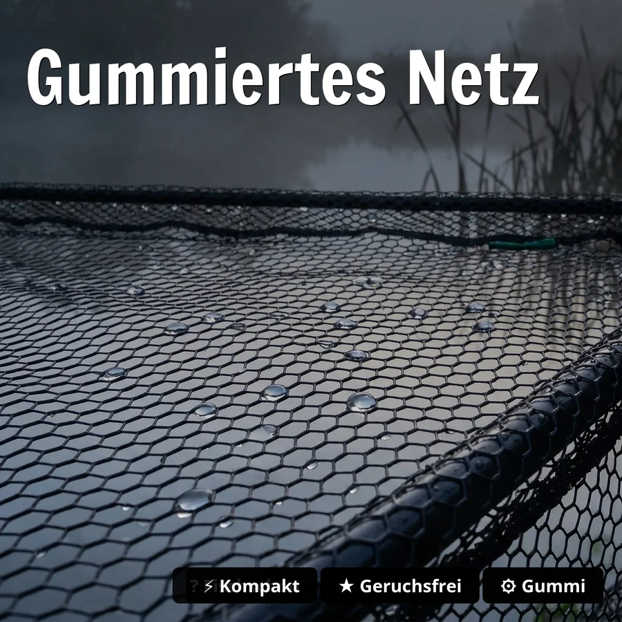 Kescher Gummiert Schwarz mit Easy-Teleskopfunktion 2,70m Zite Fishing - Gummiertes Netz