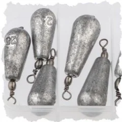 Zite Fishing Tropfenblei Set 25-60g 14 STK Birnenblei Sortiment Angelgewichte Grundangeln - Robuste Box für Ordnung und schnellen Zugriff