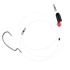 Zite Fishing Tungsten Texas Ready Rig #2/0 Offset Haken mit 30cm Finesse-Angeln Fluorocarbon-Vorfach Fertigmontage - Direkt startklar