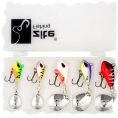 Jigspinner Set 5-15g Neon Spin Jigs 5 Stück mit Köderbox - Farbstarke Reizköder für schwierige Bedingungen
