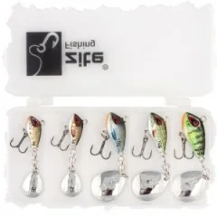 Spin Jigs Sortiment 5-15g 3D Natur Jigspinner Barsch Zander Köder mit Köderbox - Naturnahe Köder für klare Gewässer