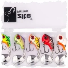 Jigspinner Set 10-20g Neon Spin Jigs Zander & Barschköder 5 Stück mit Köderbox - Fünf Jigspinner in schweren Gewichten