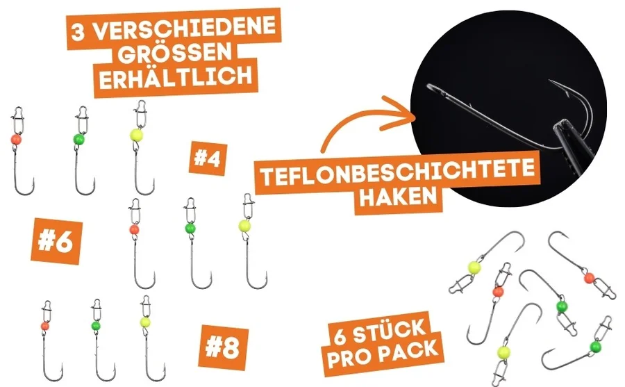 Zite Fishing Tungsten Cheburashka ProSharp Rigs Größe #8 Neon Tungstenperle UV Aktiv Forelle Angelhaken - Detaillierte Übersicht