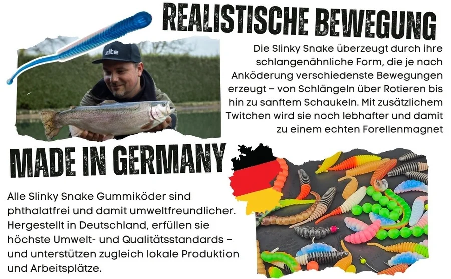 Zite Fishing Slinky Snake Schock Mix Käse 8 cm 8 St. Schlangenförmig Gummi - Detaillierte Übersicht