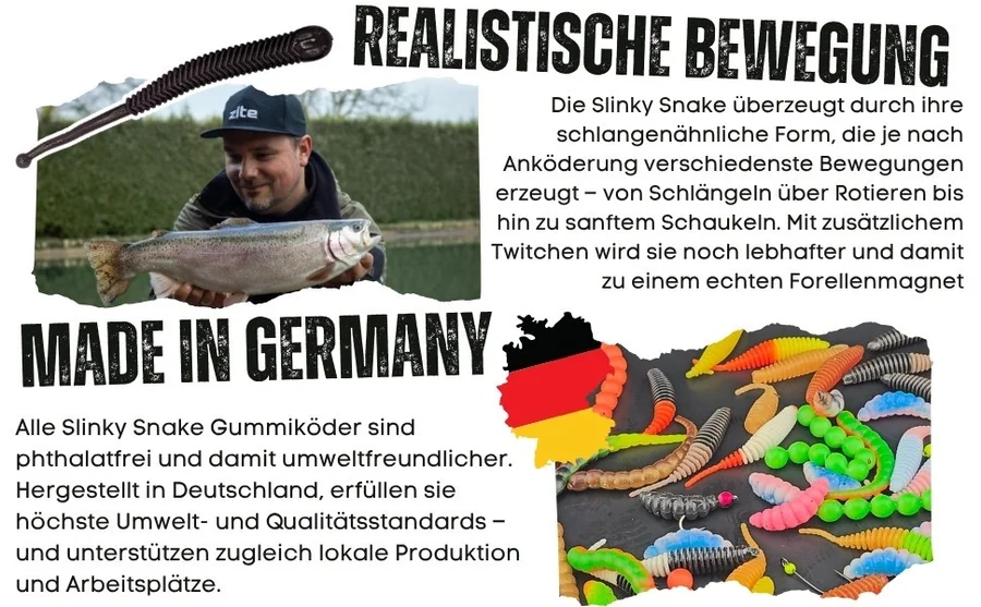 Zite Fishing Slinky Snake Allround Mix Käse 8 cm 8 St. Schlangenförmig Gummi - Detaillierte Übersicht