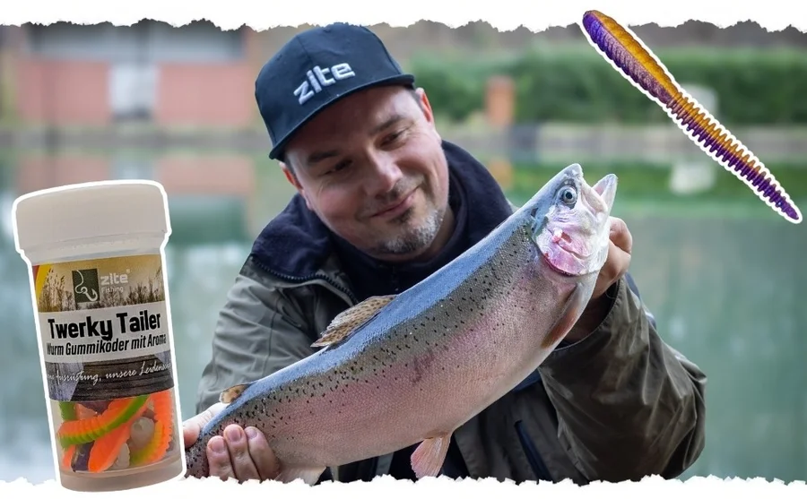 Zite Fishing Twerky Tailer Shiny Mix Knoblauch 7 cm 8 STK 3in1 Gummiköder Forelle - Unsere Twerky Tailer im Outdoor-Einsatz