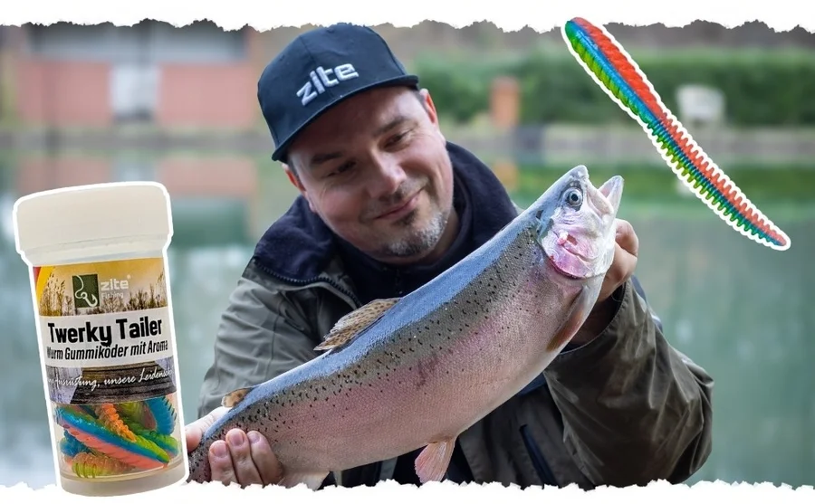 Zite Fishing Twerky Tailer Nature Mix Knoblauch 7 cm 8 STK 3in1 Gummiköder Forelle - Unsere Twerky Tailer im Outdoor-Einsatz