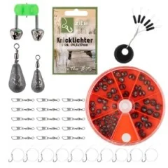 Angelkoffer 3-ladig mit Zubehör befüllt - Vorfachhaken, Blei, Posen & mehr - Umfassendes Zubehör