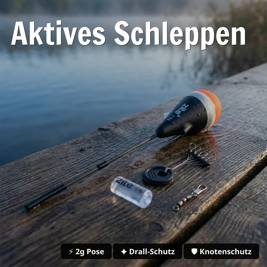 Zite Fishing Schlepp-Posen Set Rund 2g - Forellenpose mit Zubehör für Forellensee - Aktives Schleppen