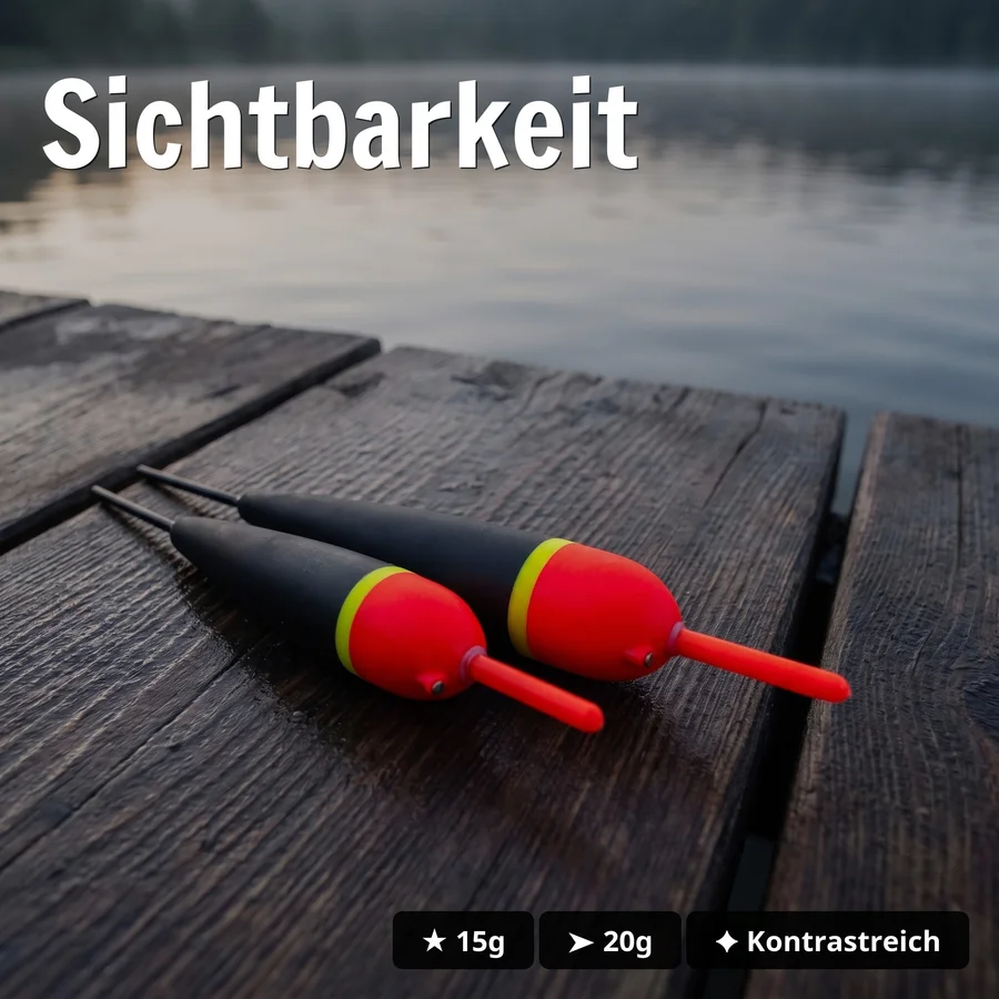 Hecht-Knicklichtposen 2er Pack 15g & 20g Durchlaufpose Neon Knicklichtaufnahme Zite Fishing - Sichtbarkeit
