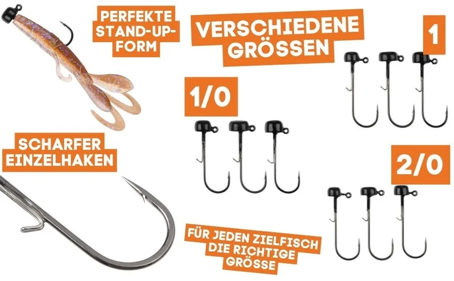 Tungsten Standup Jigs 2/0# 4,7g für Gummiköder - Bleifreier Angelhaken - Detaillierte Übersicht