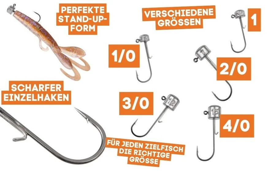 Stand Up Jigs 1/0# 3,5g für Gummiköder - Jighaken Grundangeln 5 Stück im Pack - Detaillierte Übersicht