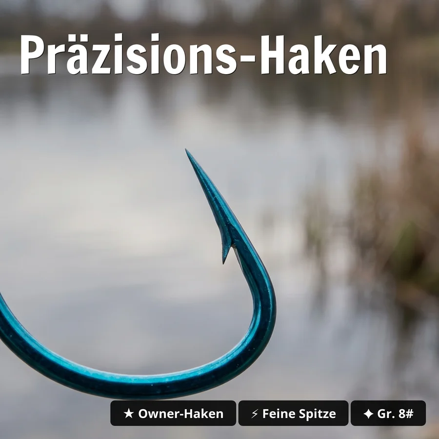 Premium Owner Vorfachhaken Forelle Größe 8# mit Fluorocarbon Schnur 10 STK Angelfertig montiert - Präzisions-Haken