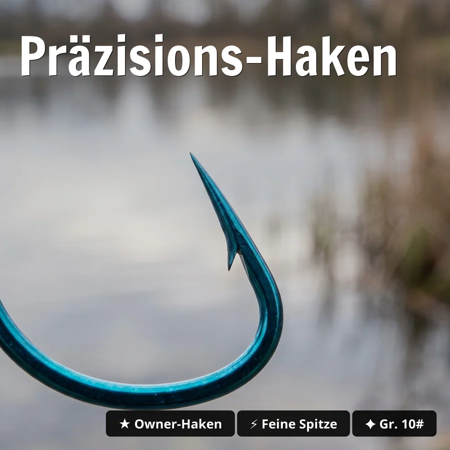 Premium Owner Vorfachhaken Forelle Größe 10# mit Fluorocarbon Schnur 10 STK Angelfertig montiert - Präzisions-Haken