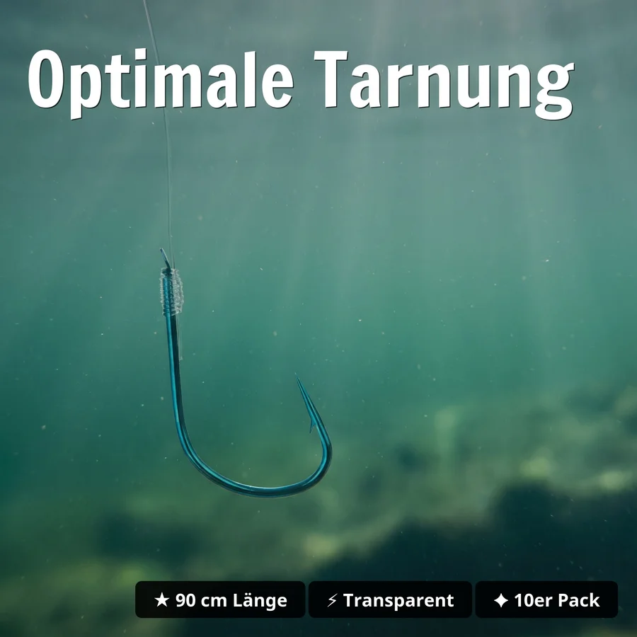 Premium Owner Vorfachhaken Forelle Größe 10# mit Fluorocarbon Schnur 10 STK Angelfertig montiert - Optimale Tarnung