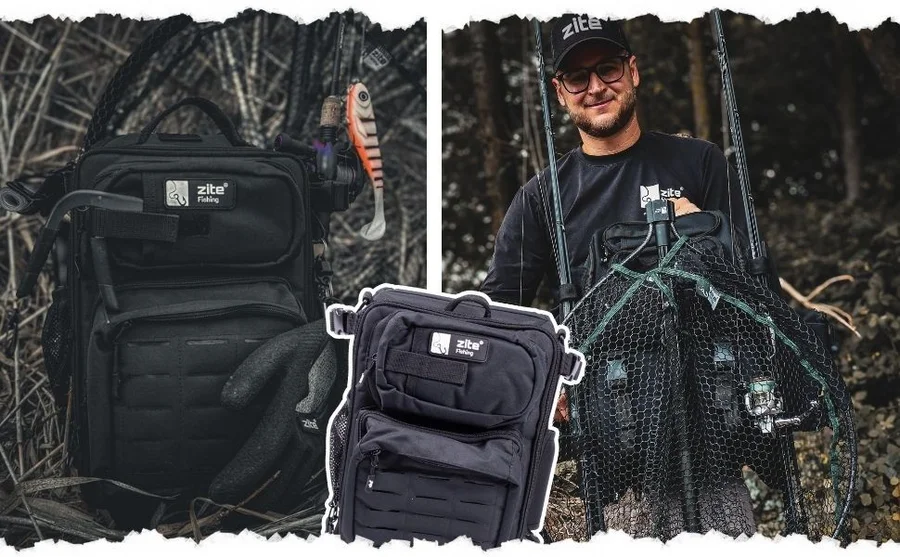Zite Fishing Slingbag Angelrucksack mit 2 Tackleboxen - 36 x 25 x 13 cm Angeltasche  - Unser Sling-Rucksack im Outdoor-Einsatz