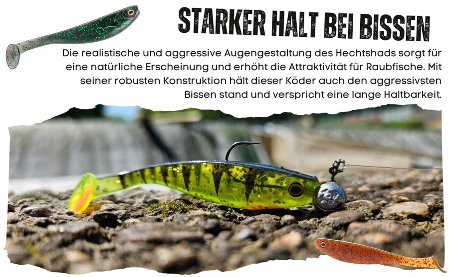 Gummifisch Starterset - Inzite Shad & Pershad je 3 Farben Gummiköder-Kombi für Zander & Barsch inkl. GRATIS Jighaken  - Detaillierte Übersicht