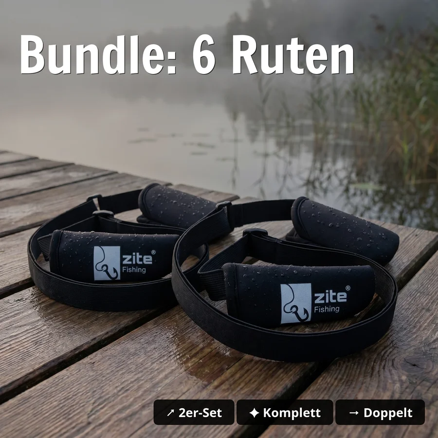 Rutenschutz Set verstellbar – 3x 2er-Pack für 6 Ruten | Neopren 80–220 cm Zite Fishing - Bundle: 6 Ruten