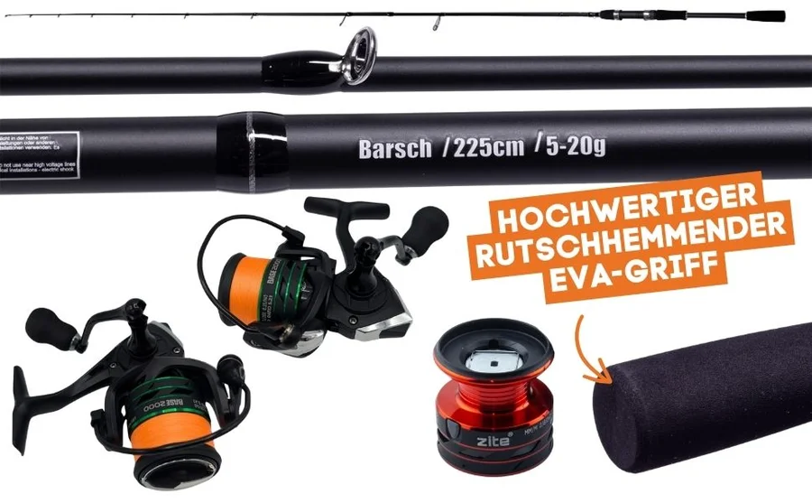 Zite Fishing Inzite Base Stick Perch 225cm 5–20g Barschrute mit Spinning Reel Base 2000 bespult Angelrolle 5+1 - Detaillierte Übersicht