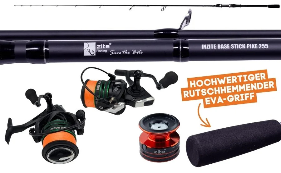 Zite Fishing Inzite Base Stick Pike 255cm 30–85g Hechtrute mit Spinning Reel Base 4000 bespult Angelrolle 5+1 - Detaillierte Übersicht