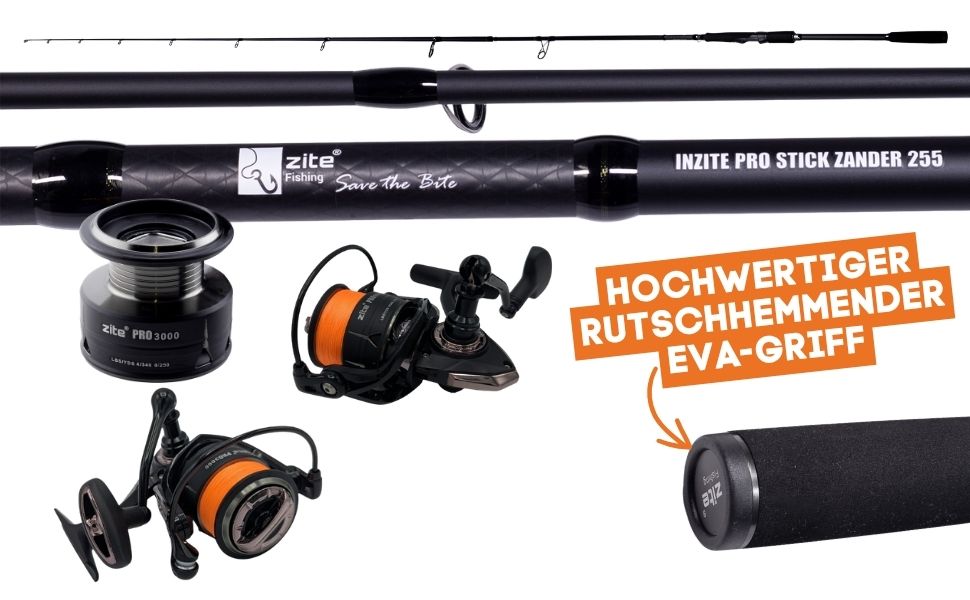 Zite Fishing Inzite Pro Stick Zander 255cm 15-55g Zanderrute mit Spinning Reel Pro 3000 bespult Angelrolle 8+1 - Detaillierte Übersicht