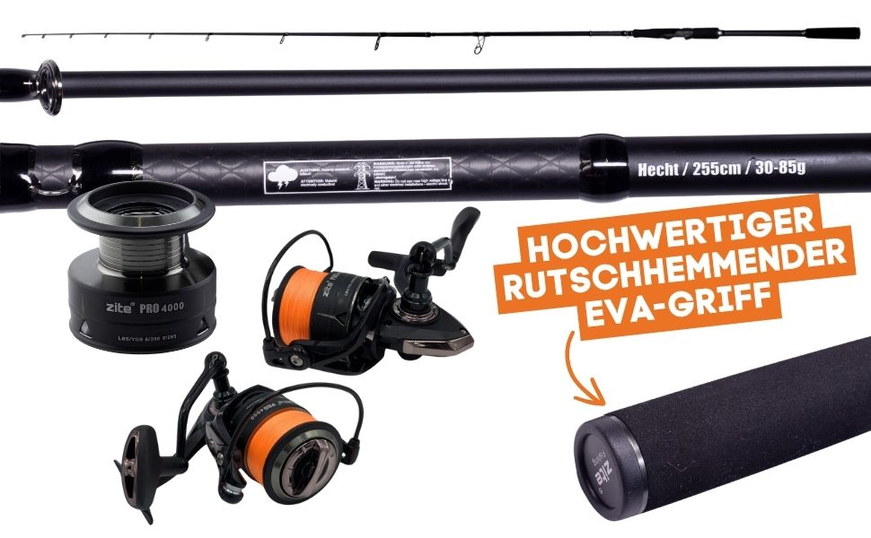 Zite Fishing Inzite Pro Stick Pike 255cm 30-85g Hechtrute mit Spinning Reel Pro 4000 bespult Angelrolle 8+1 - Detaillierte Übersicht