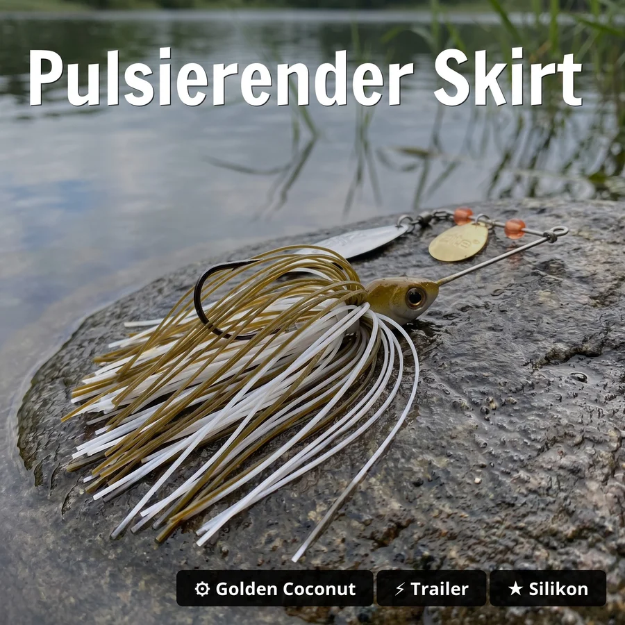 Inzite Rotator Spinnerbaits 10g – Haken 3/0 – Golden Coconut – mit Doppelspinnerblatt & Fransen - Pulsierender Skirt