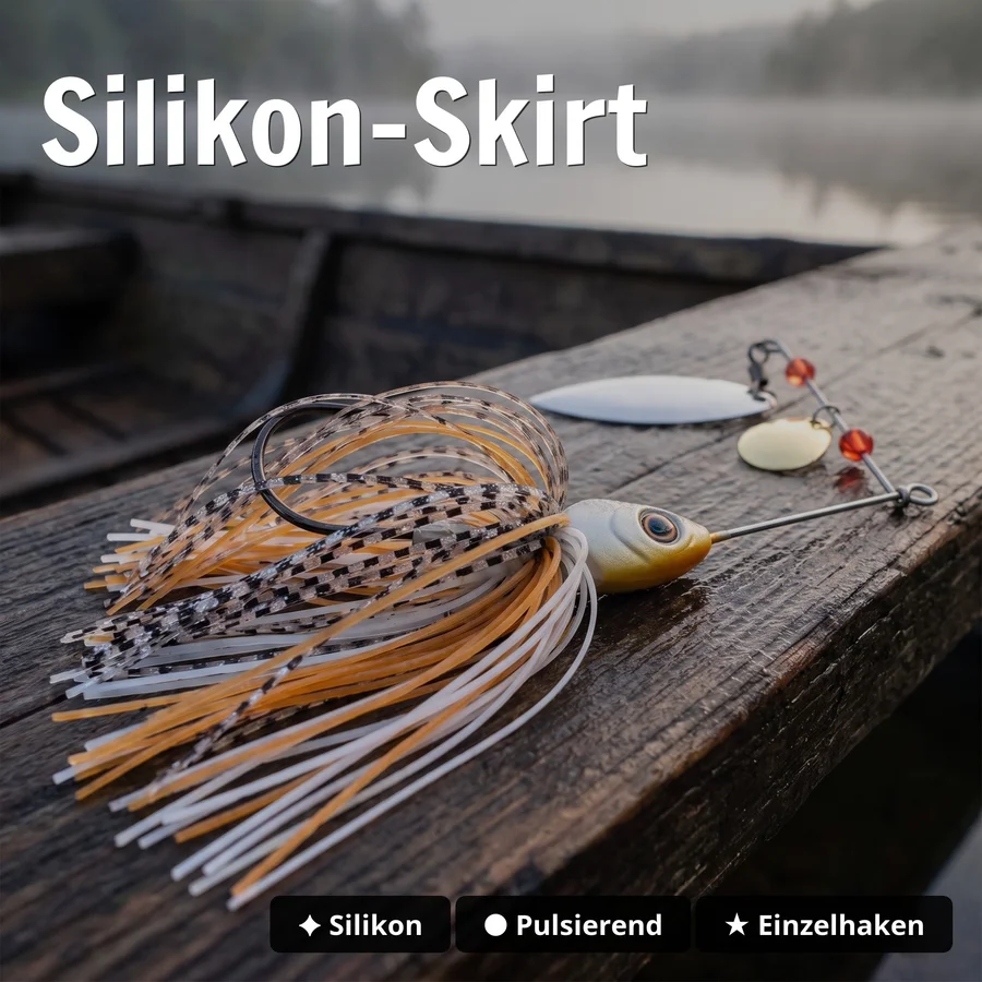 Inzite Rotator Spinnerbaits 10g – Haken 3/0 – Banana Peel – mit Doppelspinnerblatt & Fransen - Silikon-Skirt