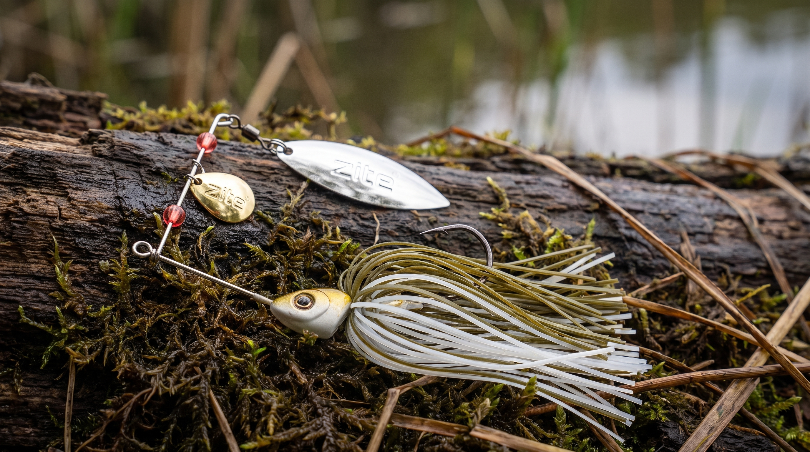 Inzite Rotator Spinnerbaits 16g – Haken 3/0 – Golden Coconut – mit Doppelspinnerblatt & Fransen - Detaillierte Übersicht