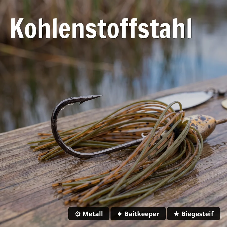 Inzite Rotator Spinnerbaits 16g – Haken 3/0 – Chestnut Bite – mit Doppelspinnerblatt & Fransen - Kohlenstoffstahl