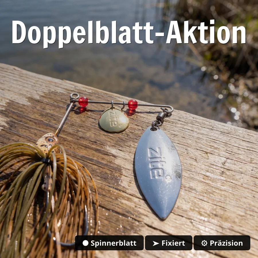 Inzite Rotator Spinnerbaits 16g – Haken 3/0 – Chestnut Bite – mit Doppelspinnerblatt & Fransen - Doppelblatt-Aktion