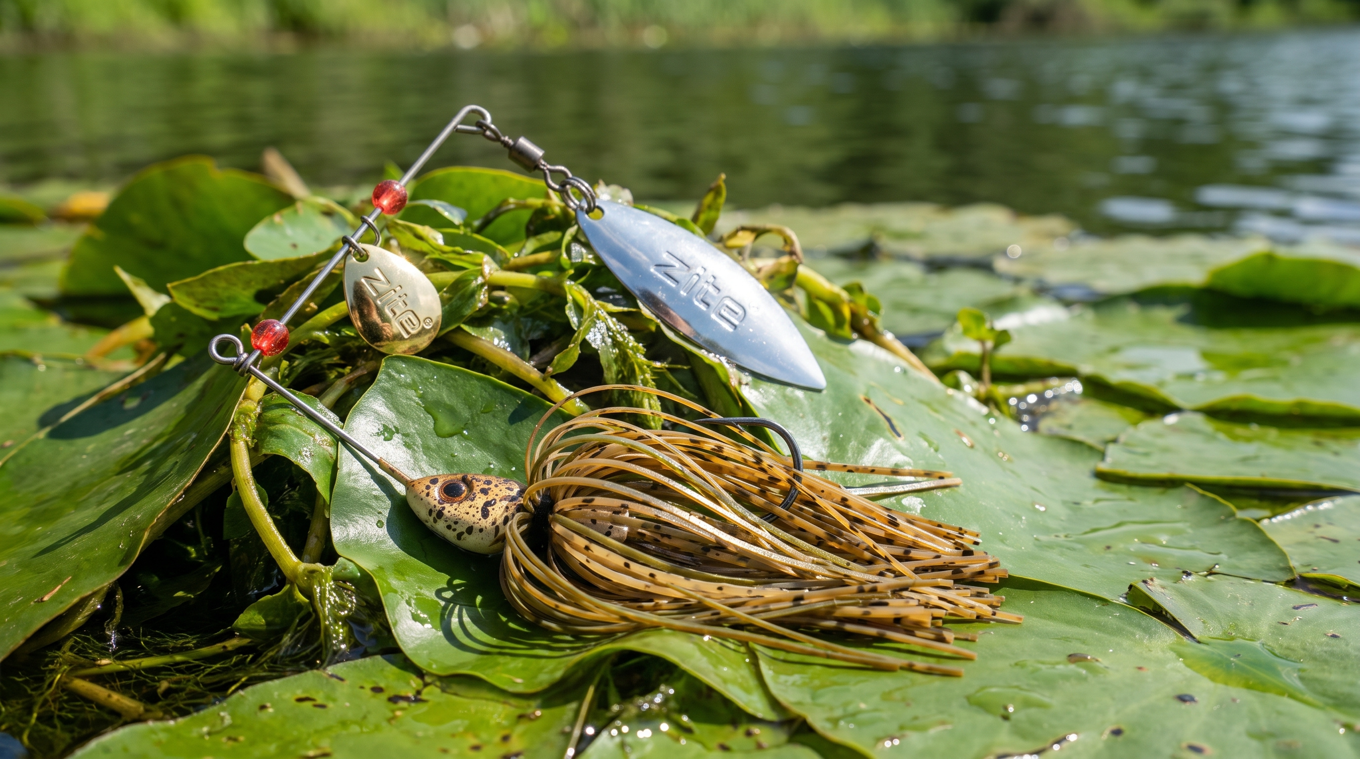 Inzite Rotator Spinnerbaits 16g – Haken 3/0 – Chestnut Bite – mit Doppelspinnerblatt & Fransen - Punktgenau im Mittelwasser