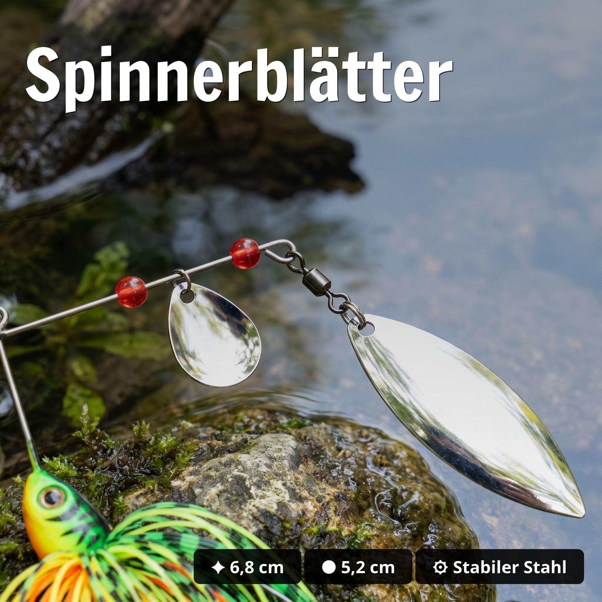 Inzite Rotator Spinnerbaits 21g – Haken 5/0 – Tropic Punch – mit Doppelspinnerblatt & Fransen - Spinnerblätter
