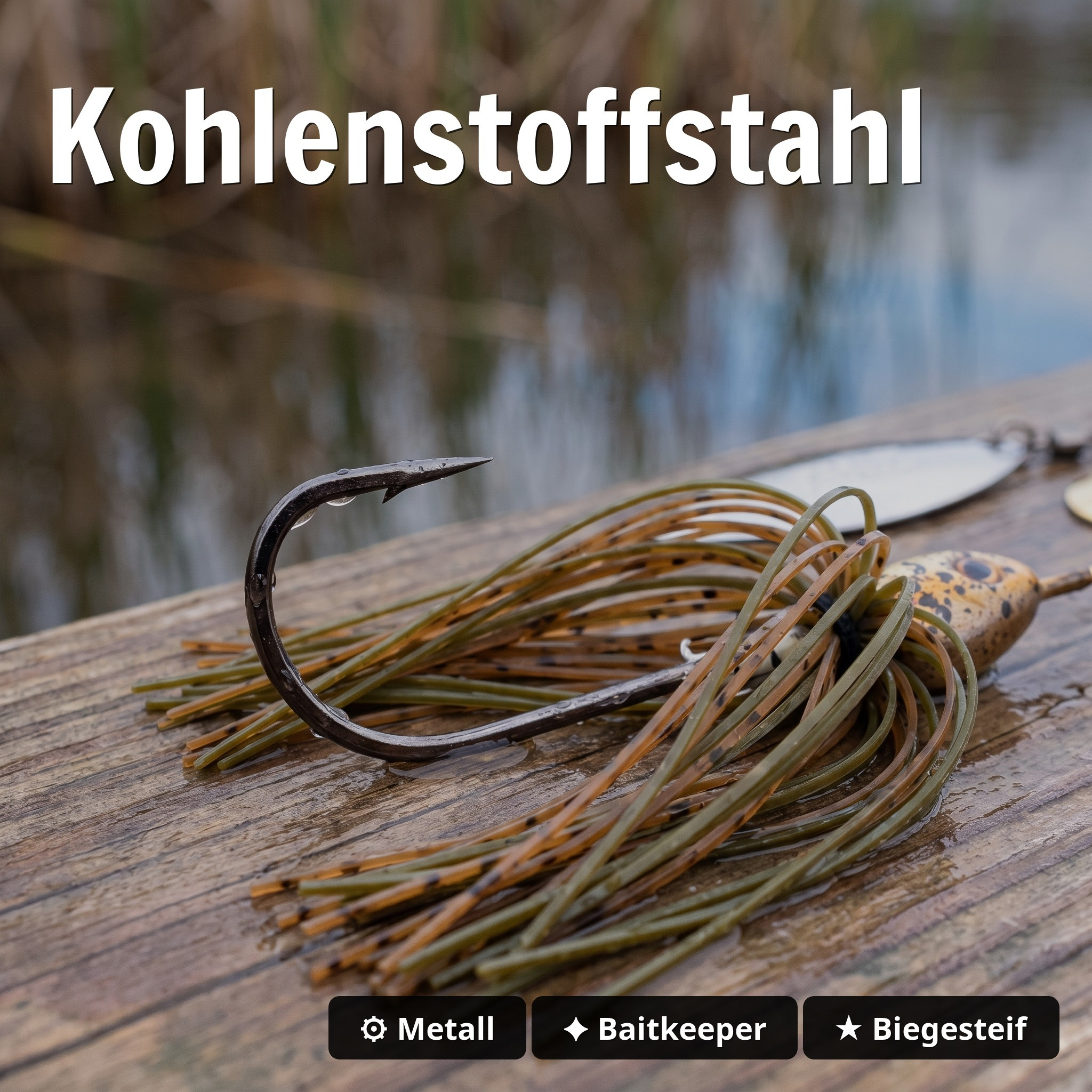 Inzite Rotator Spinnerbaits 21g – Haken 5/0 – Chestnut Bite – mit Doppelspinnerblatt & Fransen - Kohlenstoffstahl
